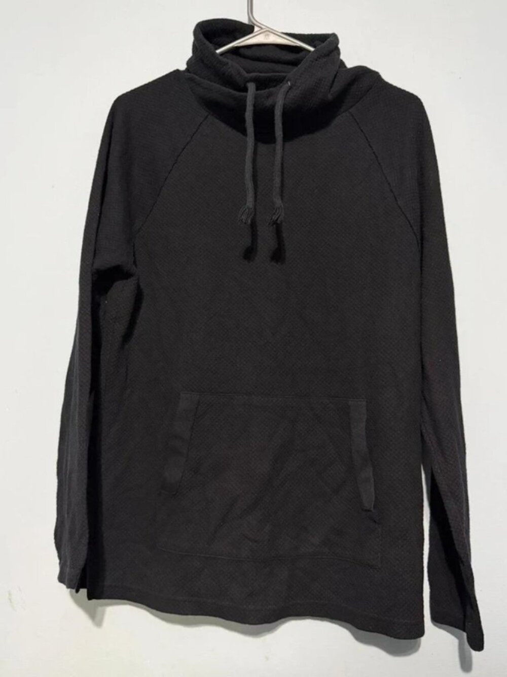 American Rag Black Textured Funnel Neck Pullover Sweatshirt